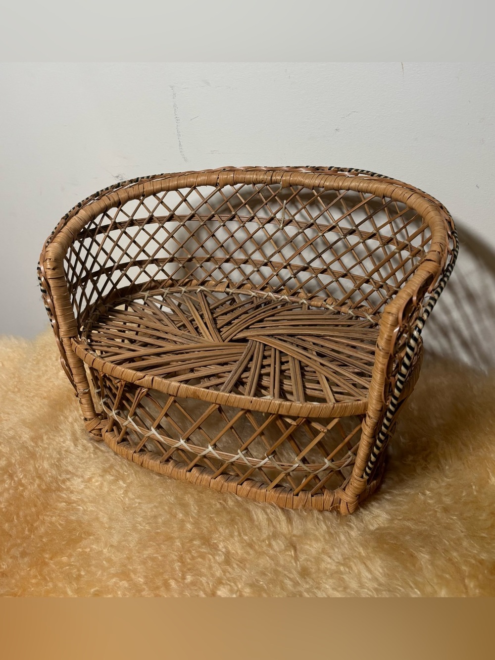 Vintage Boho Wicker Plant Stand